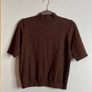 Turtleneck short sleeve women’s large brown women’s top Mysterie